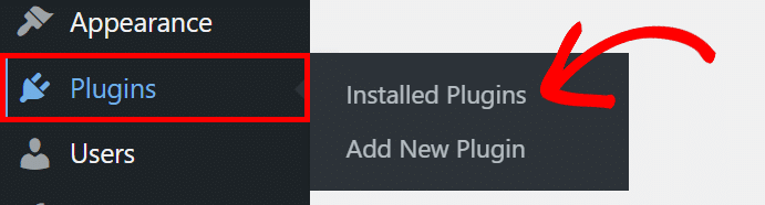 Plugin submenu displaying installed plugins link