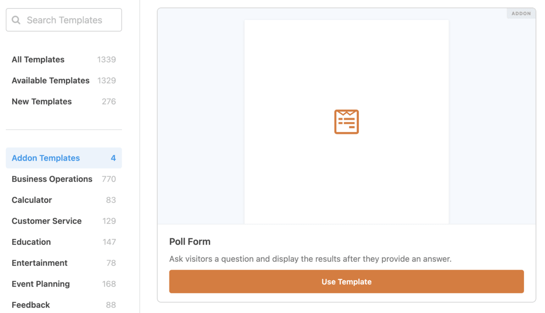 wordpress poll form template wpforms