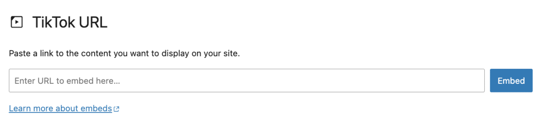 Insert TikTok URL WordPress