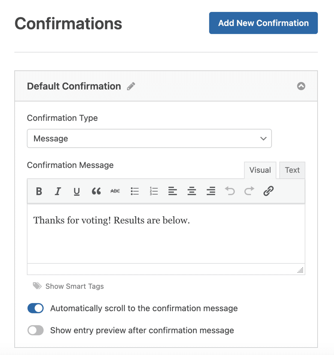 confirmations tab wpforms