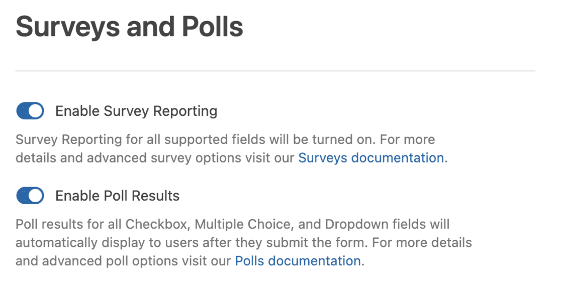 surveys and polls settings wpforms