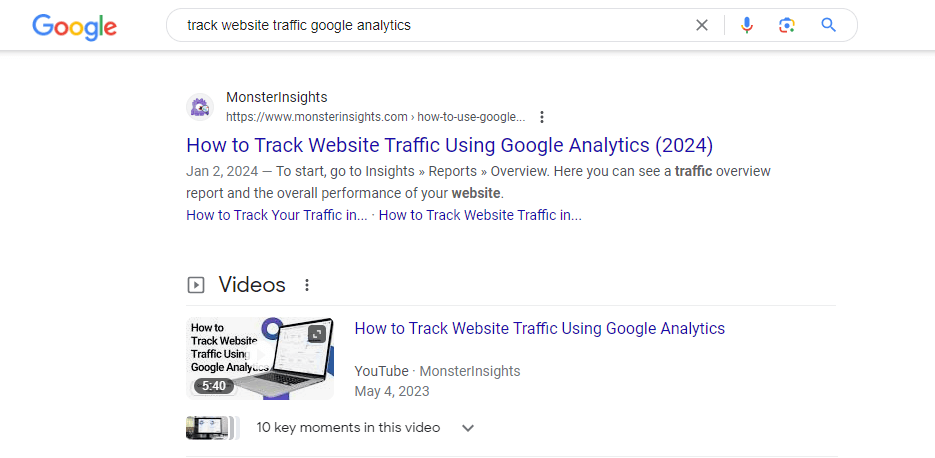 Organic YouTube video ranking example - how to increase organic traffic