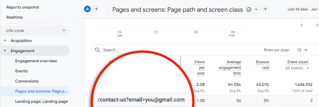 Personally Identifiable Information in Google Analytics example