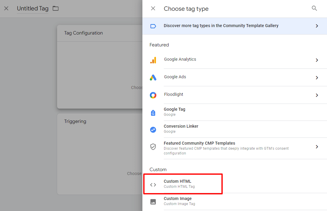Custom HTML tag in Google Tag Manager