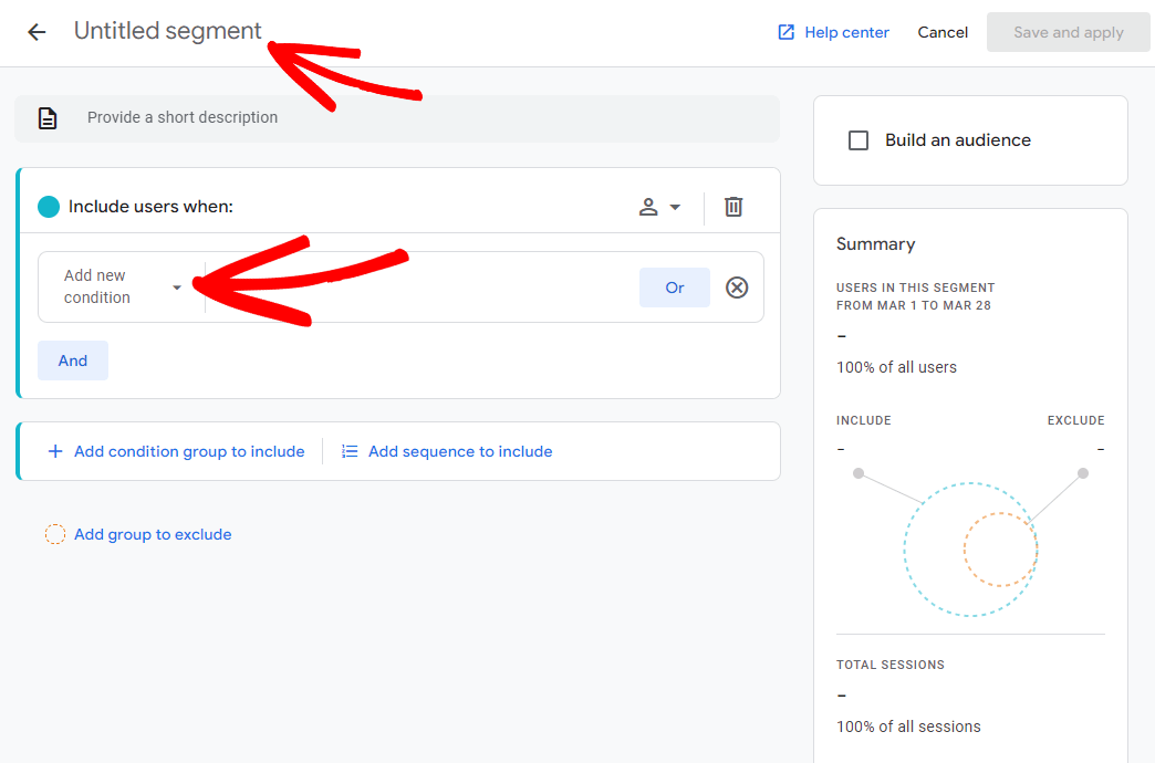 Google Analytics Segments - Add condition