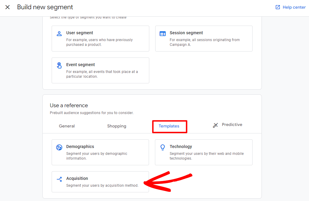 Google Analytics Segment templates