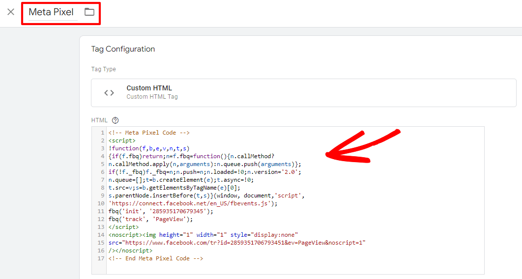 Meta Pixel taq in Google Tag Manager