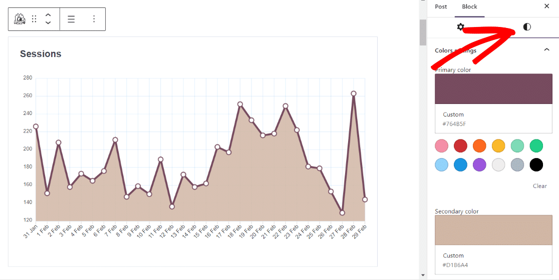 MonsterInsights Site Insights - update the color