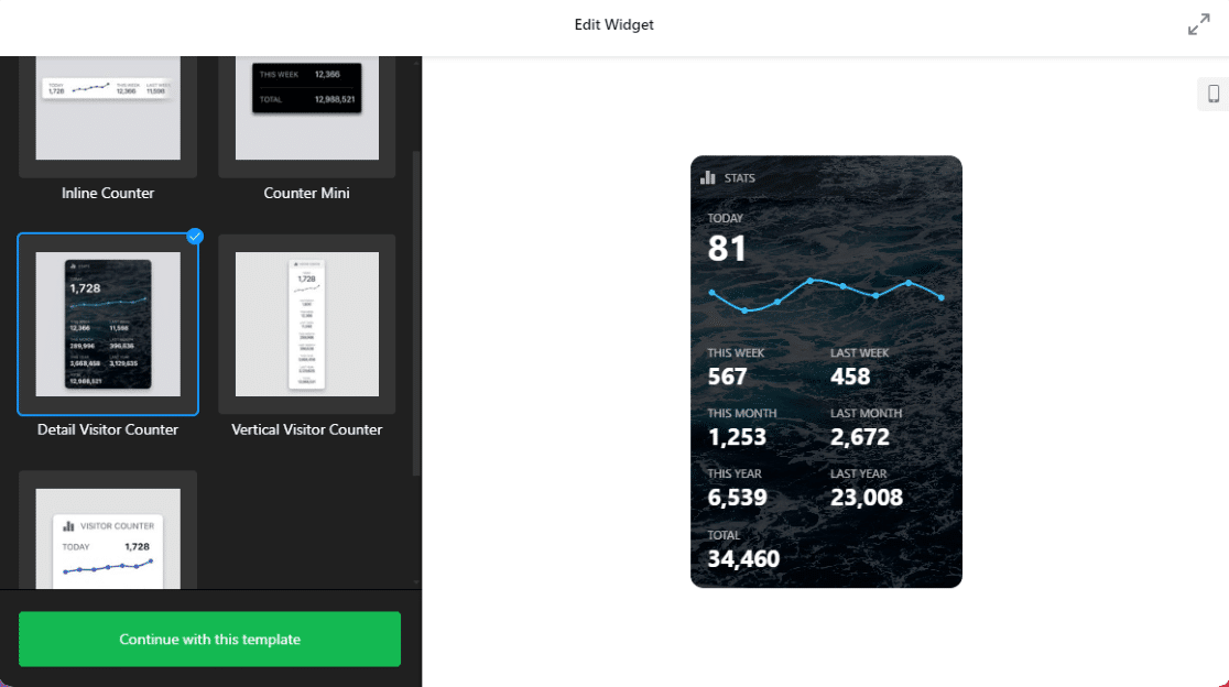 Visitor Counter widget templates