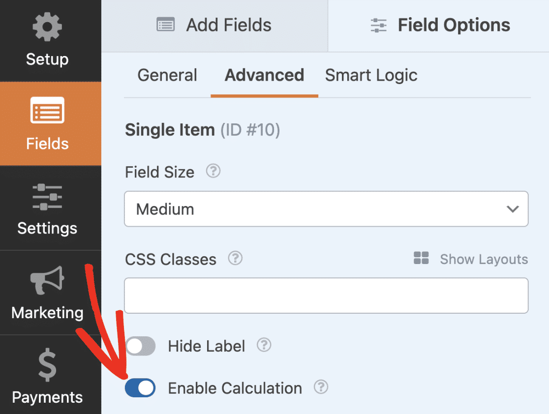 Enable calculation on WPForms