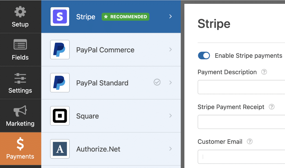 Enable Stripe payments