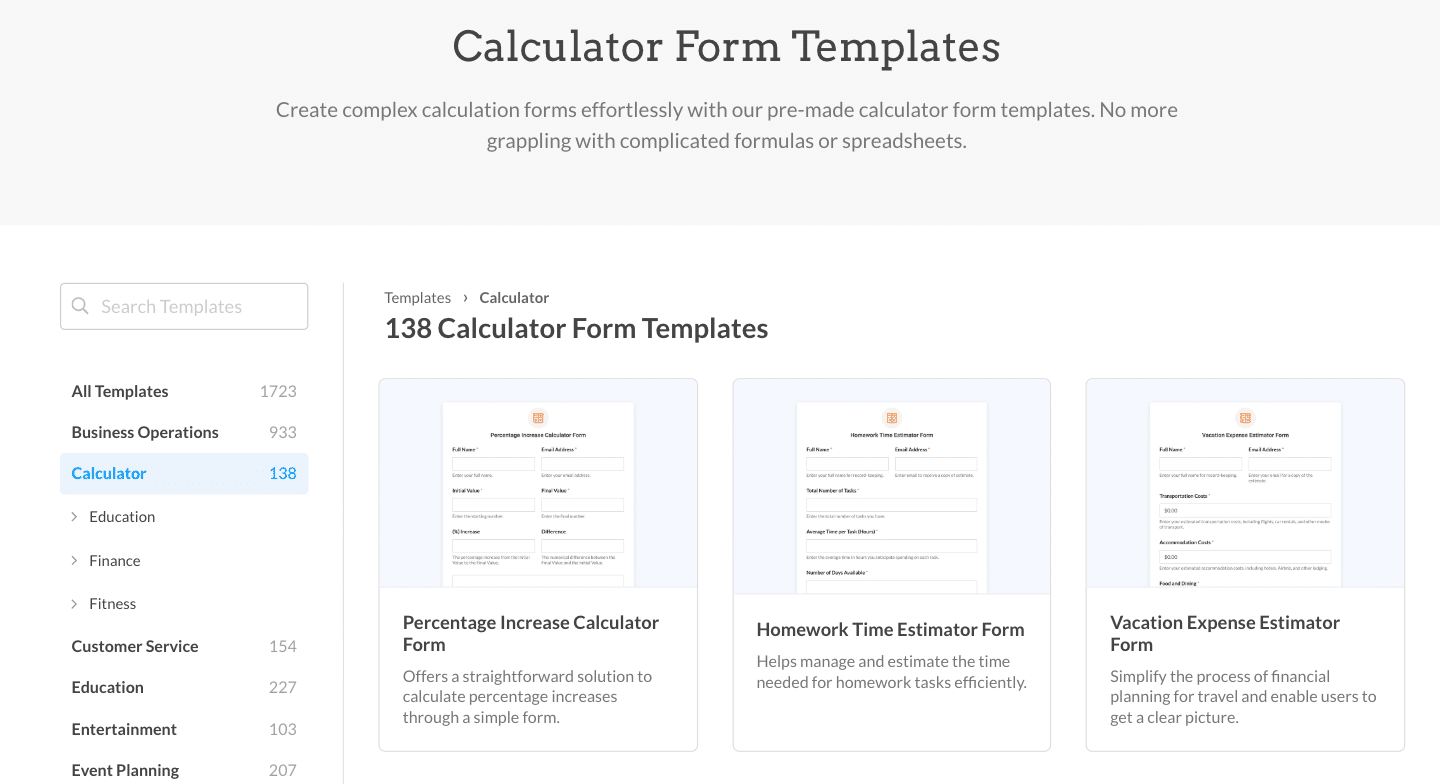 WPForms Calculator Form Templates