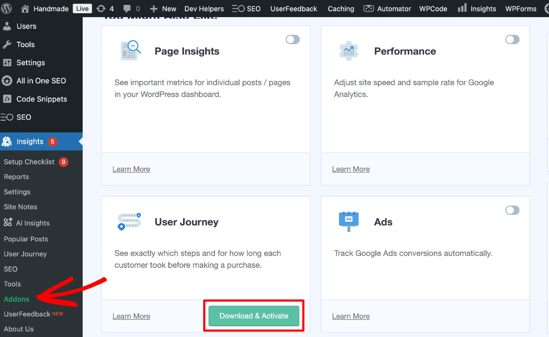 MonsterInsights User Journey Addon