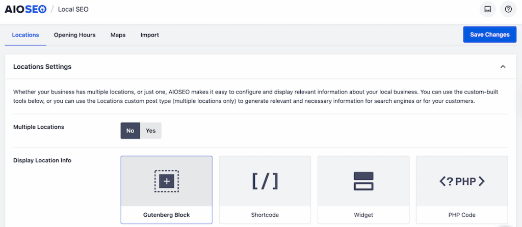AIOSEO location settings