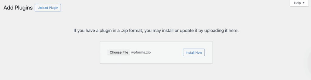 Uploading WPForms Pro plugin
