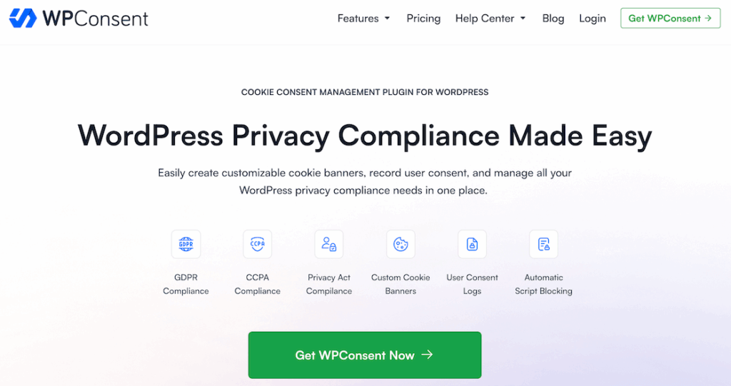 WPConsent homepage