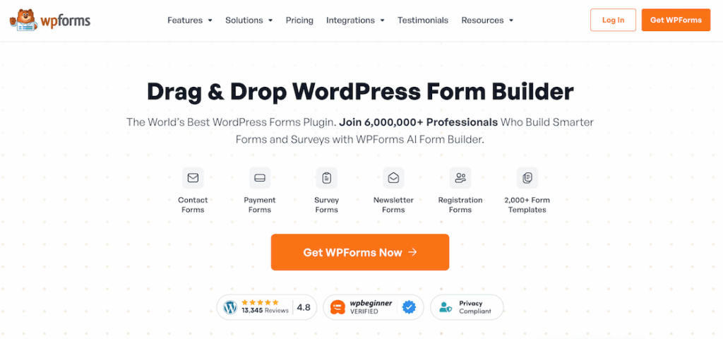 WPForms homepage January 2026