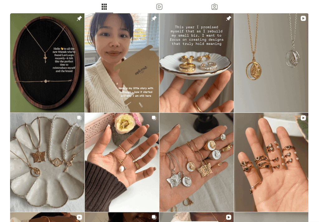 Instagram digital marketing for small business - jewelry example