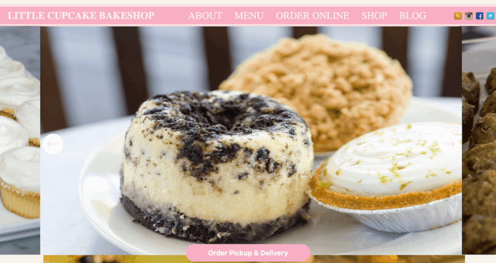 Little Cupcake Bakeshop website - example of digital marketing for small business