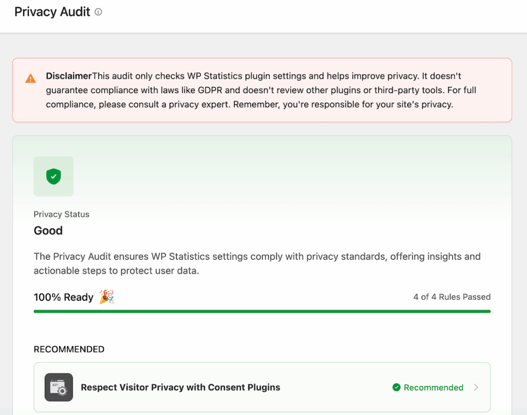 WP Statistics Privacy audit
