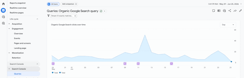 GA5 search console report