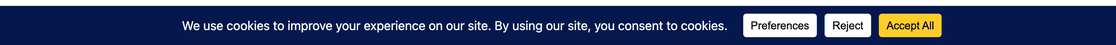 The WPConsent cookie banner on a live site, with Preferences, Reject, and Accept All buttons